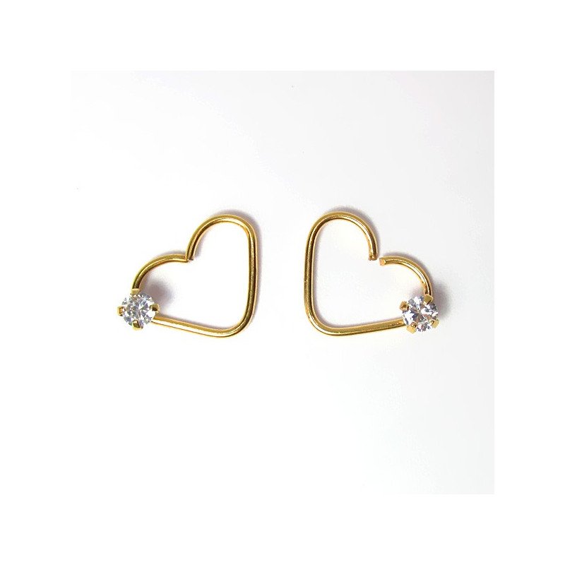 Piercing de Orelha - Aço Cirúrgico PVD Gold - Coração - Daith - 6ORE594