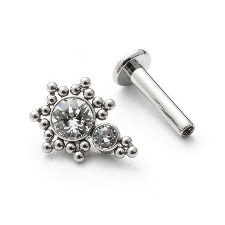 Labret em Titânio para Tragus ou Hélix - Indiano com Zircônia - 7TRG83