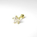 Piercing de Orelha Dourado - Florzinha com Cristais - 6ORE481