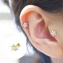 Piercing de Orelha Dourado - Florzinha com Cristais - 6ORE481