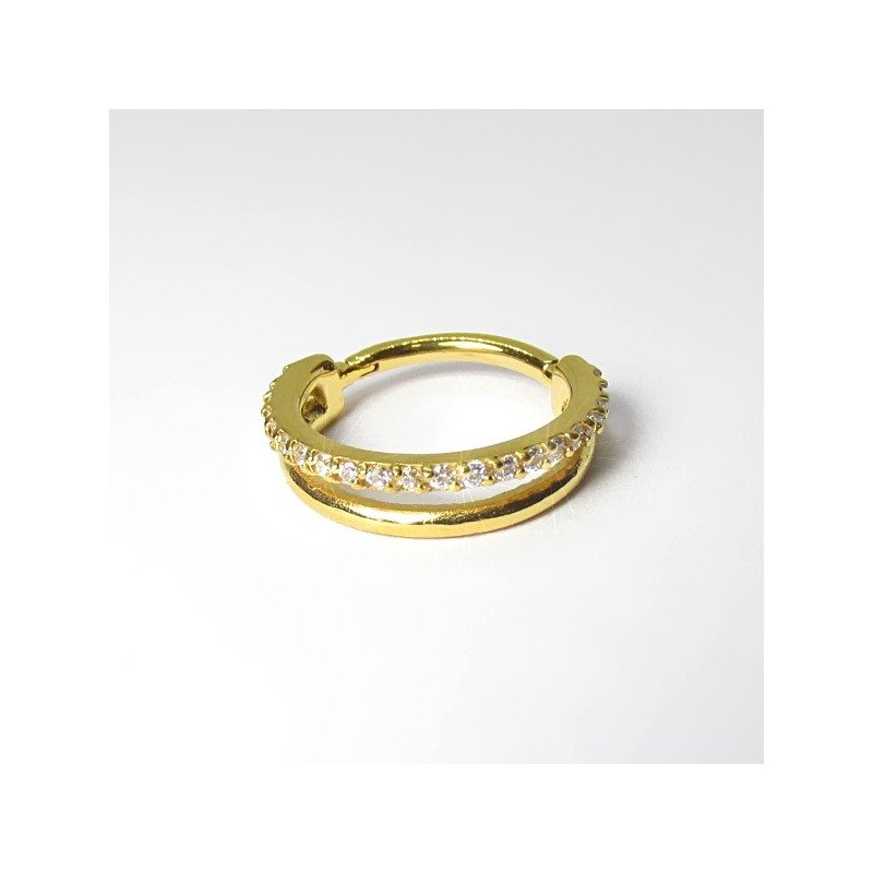 Piercing de Orelha Conch Argolinha Clicker Double SW - 100% Aço PVD Gold- 6ORE609
