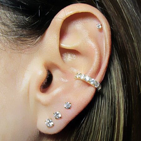 Piercing de Orelha Dourado - Conch - Cravejado em Zircônias - 6ORE627