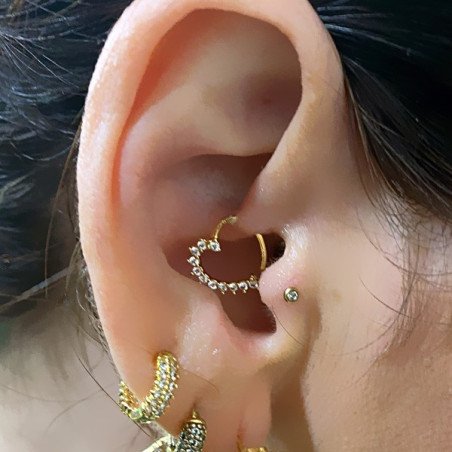 Piercing de Orelha - Daith - Coração com Cristais - 6ORE632