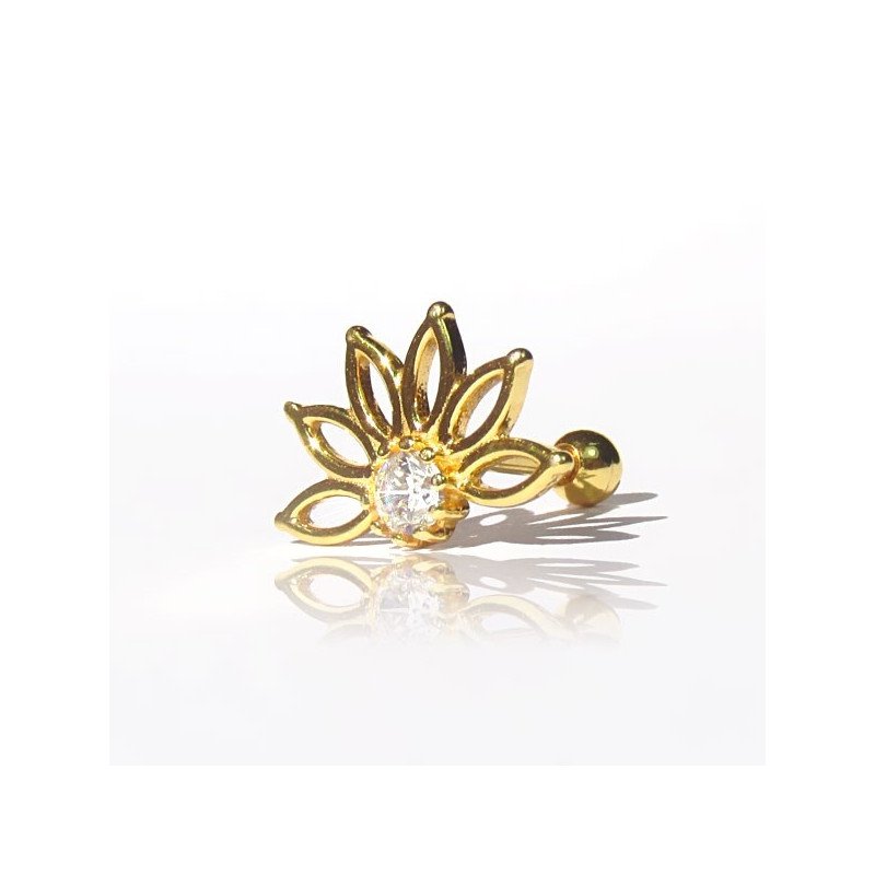 Piercing Flor de Lotus em Prata Banhado a Ouro- 6ORE647