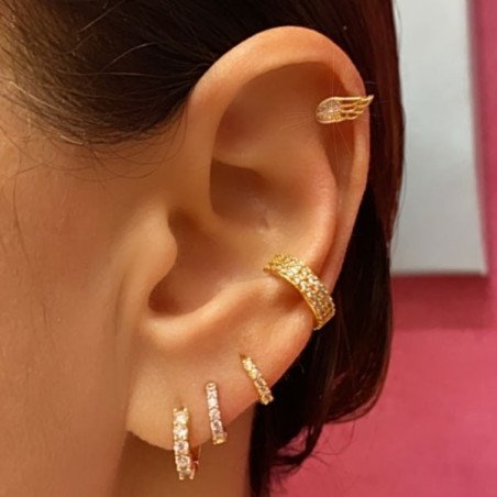 Piercing Dourado ou Prateado para Orelha - Asa com Cristais - 6ORE658