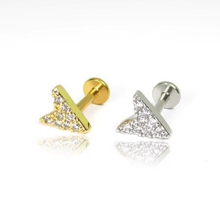 Piercing Labret para Orelha - Flecha cravejada de Cristais - 6ORE667