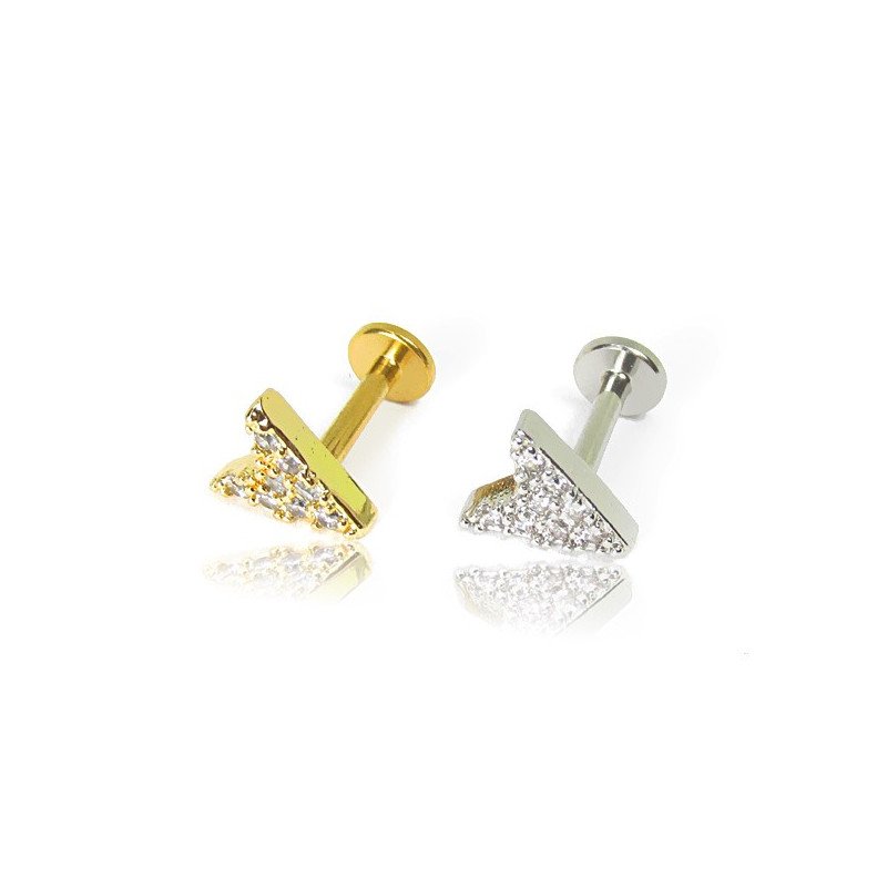 Piercing Labret para Orelha - Flecha cravejada de Cristais - 6ORE667