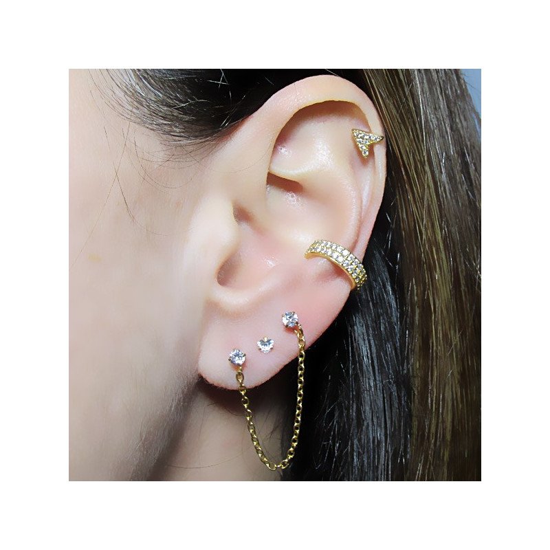 Piercing Labret para Orelha - Flecha cravejada de Cristais - 6ORE667