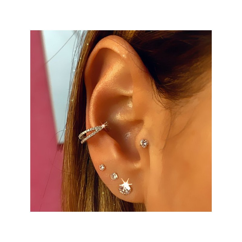 Piercing de Tragus / Orelha - Coração de Zircônia - 100% Aço Cirúrgico - 7TRG103