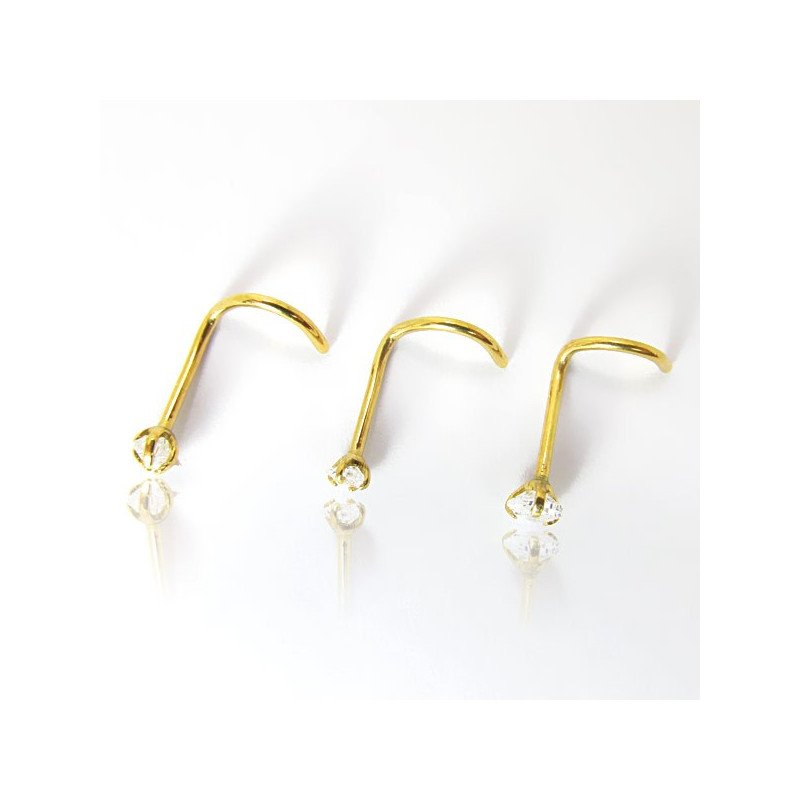 Piercings de Nariz - Dourado - PVD Gold - Zircônia - Aço Cirúrgico - 2NAA75
