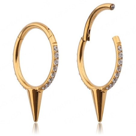 Piercing de Orelha em Titânio PVD Gold - Argolinha Spike - 6ORE689
