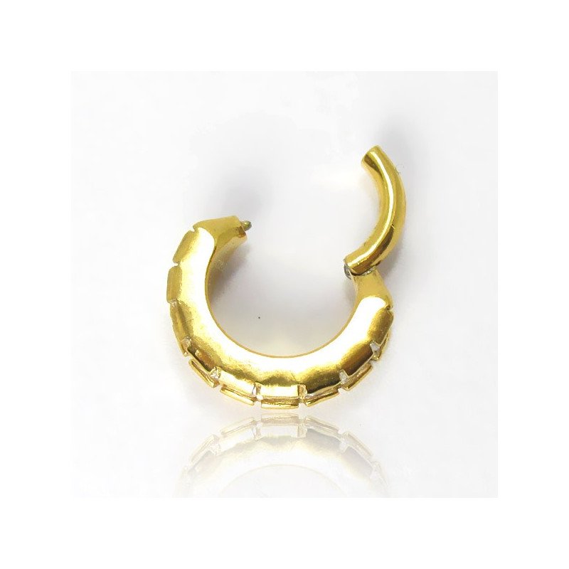 Piercing de Orelha Conch ou Helix - Argolinha Square Zircônia Cubic -  Aço Cirúrgico PVD Gold - 6ORE700
