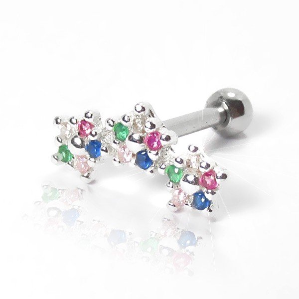 Piercing de Orelha - Cluster Zircônias Divinas - 6ORE747 - Piercing Mania