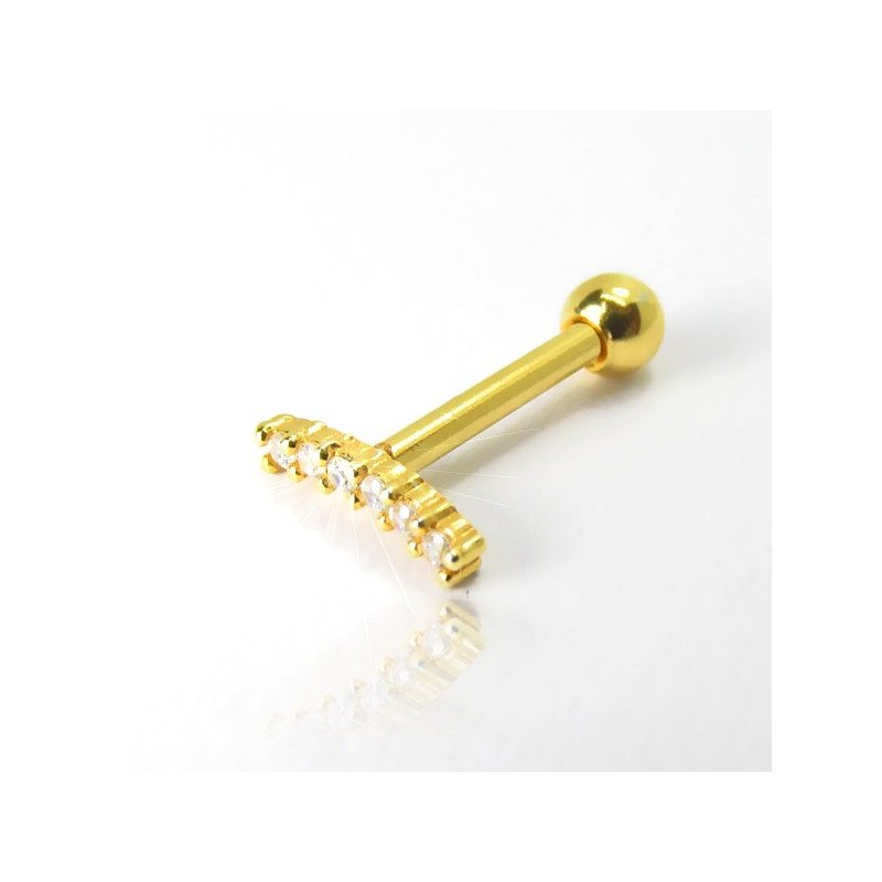 Piercing de Orelha - Divino Cluster Delicado Dourado em Prata com Zircônias - 6ORE715