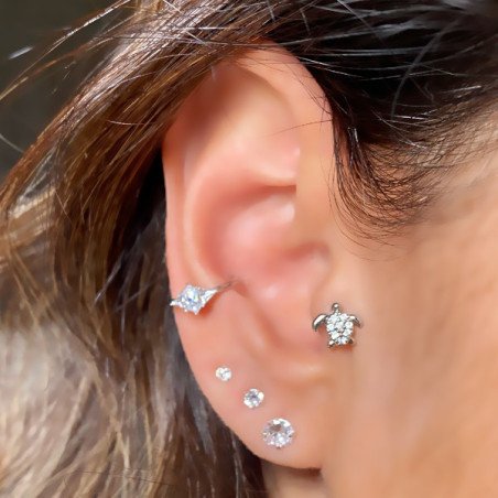 Piercing Conch Argolinha Clicker 3 Triângulos em Zircônia - 100% em Aço Cirúrgico - 6ORE719