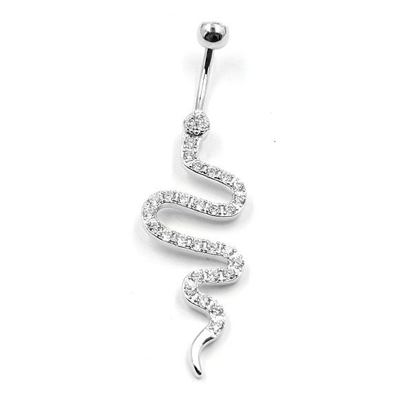 Piercings de Umbigo - Serpente em Prata - 1ANI60 - Piercing Mania