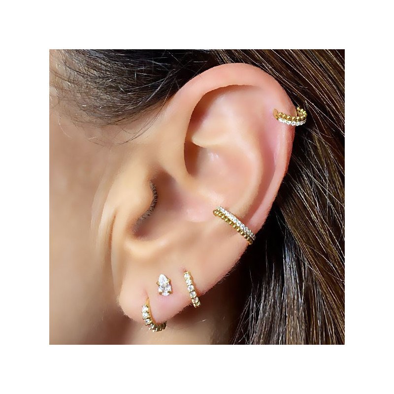 Piercing Helix Argolinha Clicker Cravejada - 100% em Aço Cirúrgico ou Titânio - 6ORE720