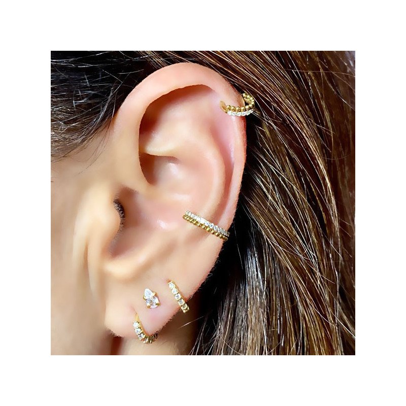 Piercing Helix Argolinha Clicker Cravejada - 100% em Aço Cirúrgico ou Titânio - 6ORE720