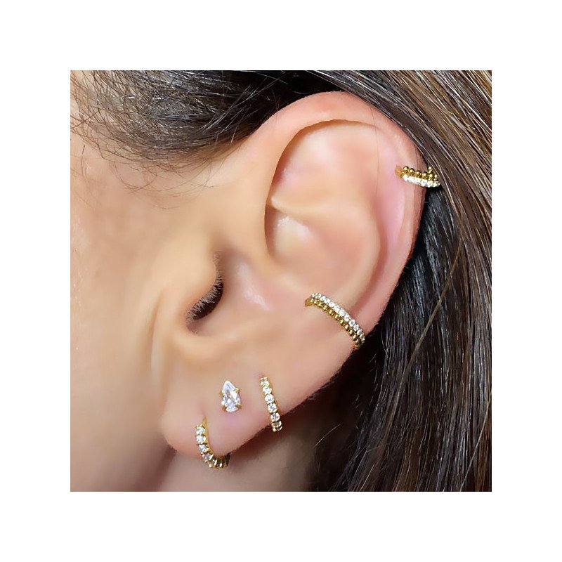 Piercing Helix Argolinha Clicker Cravejada - 100% em Aço Cirúrgico ou Titânio - 6ORE720