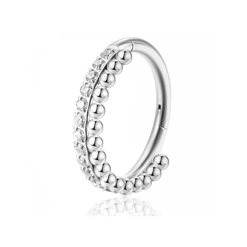 Piercing Helix Argolinha Clicker Cravejada - 100% em Aço Cirúrgico ou Titânio - 6ORE720