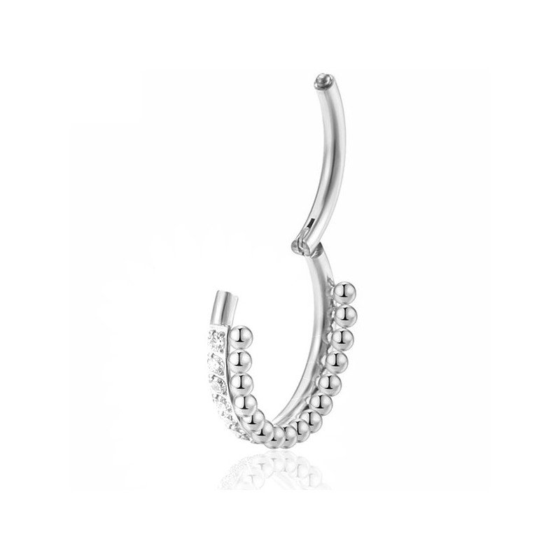 Piercing Helix Argolinha Clicker Cravejada - 100% em Aço Cirúrgico ou Titânio - 6ORE720