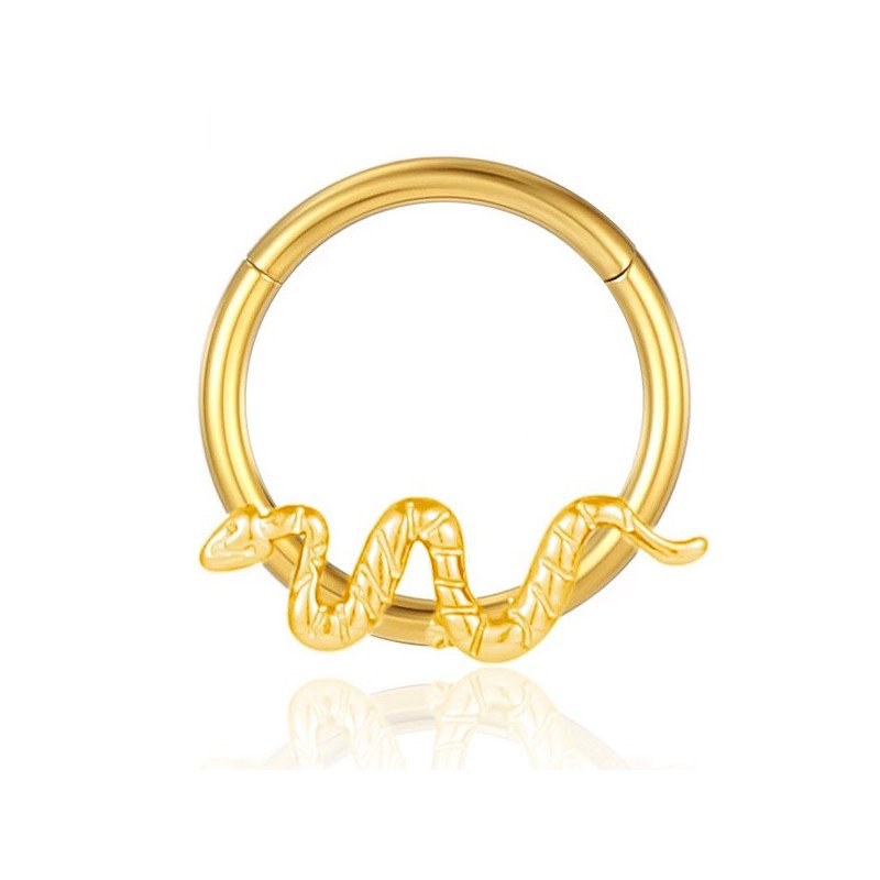 Piercing  Daith ou Septo Argolinha Clicker com Serpente - Titânio - 6ORE730