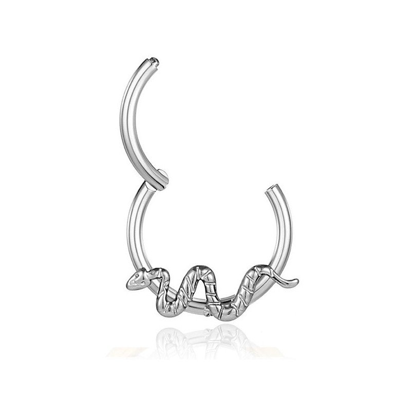 Piercing  Daith ou Septo Argolinha Clicker com Serpente - Titânio - 6ORE730