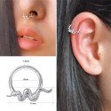 Piercing  Daith ou Septo Argolinha Clicker com Serpente - Titânio - 6ORE730