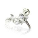 Piercing de Tragus / Orelha - Labret Pin Push - Ramo Flor - Cobalto Cromo - 7TRG123