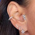 Piercing de Tragus / Orelha - Labret Pin Push - Ramo Flor - Cobalto Cromo - 7TRG123