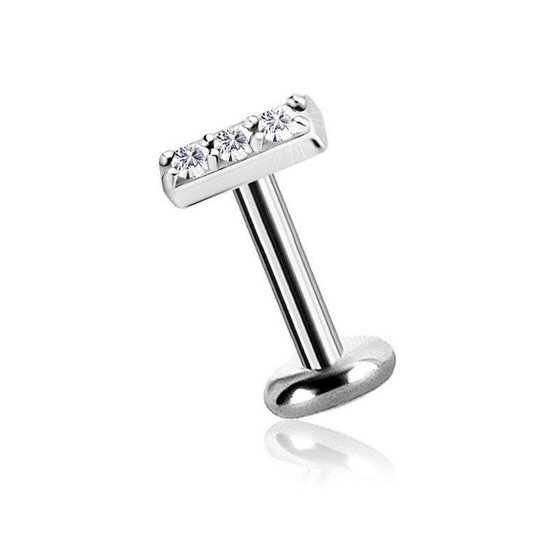 Piercing de Tragus / Orelha - Barrinha em Zircônias Swarovski - Cobalto Cromo - 7TRG126