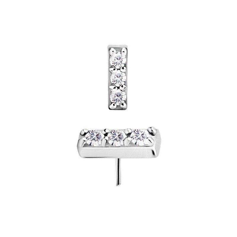 Piercing de Tragus / Orelha - Barrinha em Zircônias Swarovski - Cobalto Cromo - 7TRG126