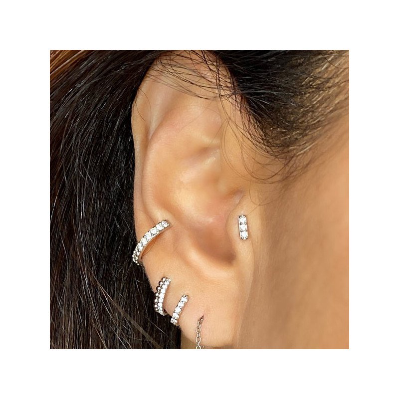 Piercing de Tragus / Orelha - Barrinha em Zircônias Swarovski - Cobalto Cromo - 7TRG126