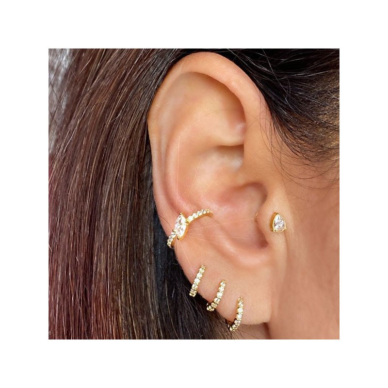 Piercing Conch Argolinha Clicker Marquise Cubic Zircônia - 100% Aço PVD Gold - 6ORE731