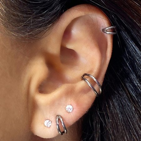 Piercing Hélix ou  Conch Argolinha Clicker Dupla - 100% em Titânio - 6ORE734