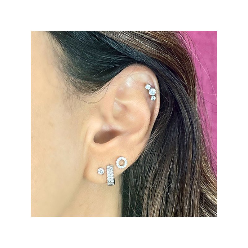 Piercing de Orelha em Aço Cirúrgico - Círculo Cravejado de Zircônias - 6ORE737