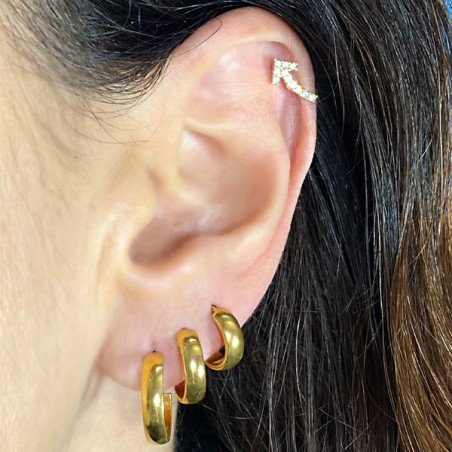 Piercing de Orelha Dourado - Seta com Cristais - 6ORE755