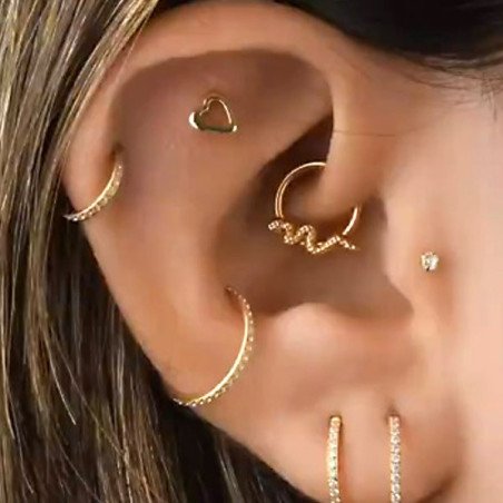 Piercing  Daith ou Septo Argolinha Clicker com Serpente - Aço - 6ORE756