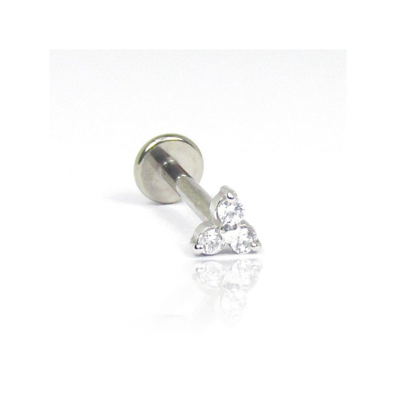 Piercing de Tragus Cobalto Cromo Pin Push Trillion Zirconias Swarovski - 7TRG135