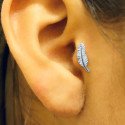 Piercing de Orelha em Aço Cirúrgico - Pena -  Prateado ou Banhado a Ouro - 6ORE784