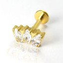 Piercing de Tragus Labret - Coroa de Zircônia  - Titânio PVD Gold - 7TRG145