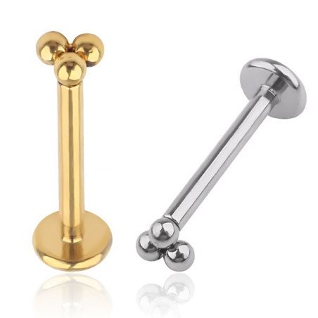 Piercing Labret em Titânio - Trillion - Pin Push - Natural ou PVD Gold - 7TRG128