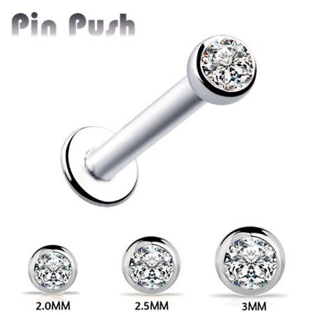 Piercing Australiano 1.0 em Aço Cirúrgico - Pin Push Tragus ou Hélix - Ponto de Luz - 7TRG153