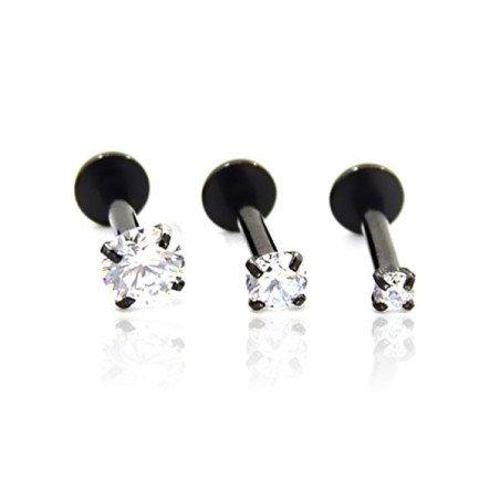 Piercing de Tragus em Titânio - Ponto de Luz Zircônia - PVD Black - 7TRG158