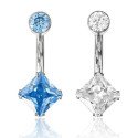 Piercing de Umbigo 100% em Titânio - Square Zircônia - 1SIM123