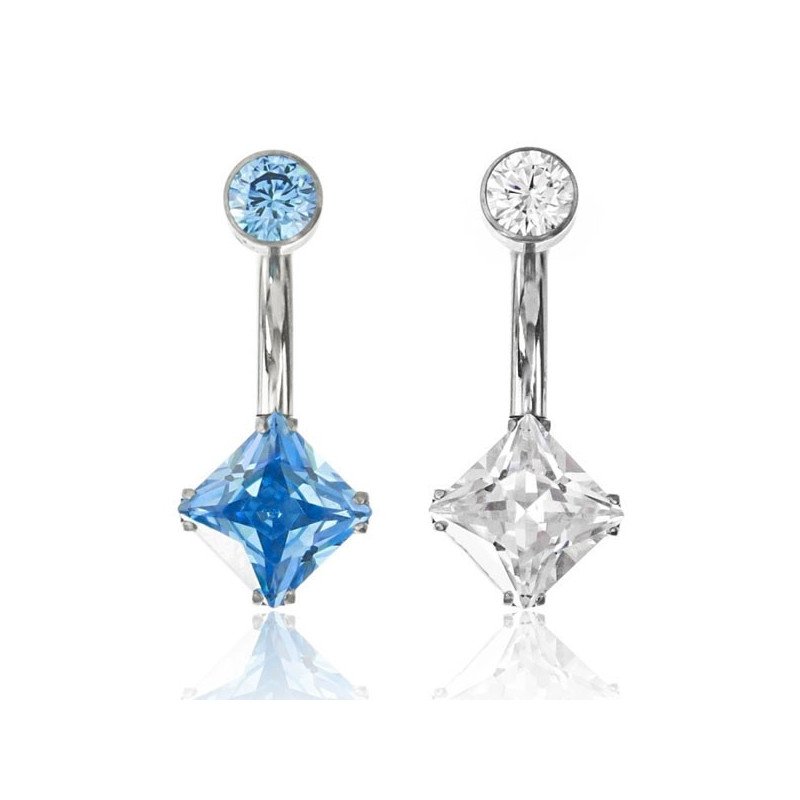 Piercing de Umbigo 100% em Titânio - Square Zircônia - 1SIM123