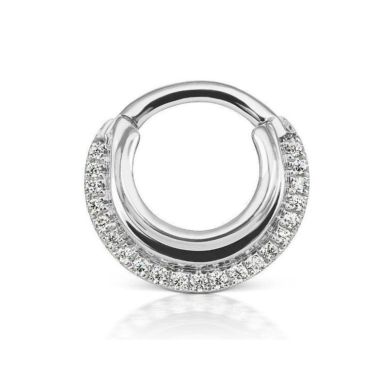 Piercing Luxo Orelha ou Septo - Argolinha Saturno Zircônias - 6ORE815