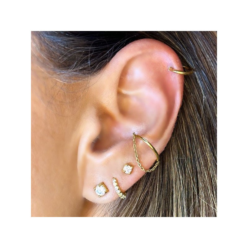 Piercing Conch Clicker Liso com Corrente - 100% em Titânio - PVD GOLD - 6ORE817