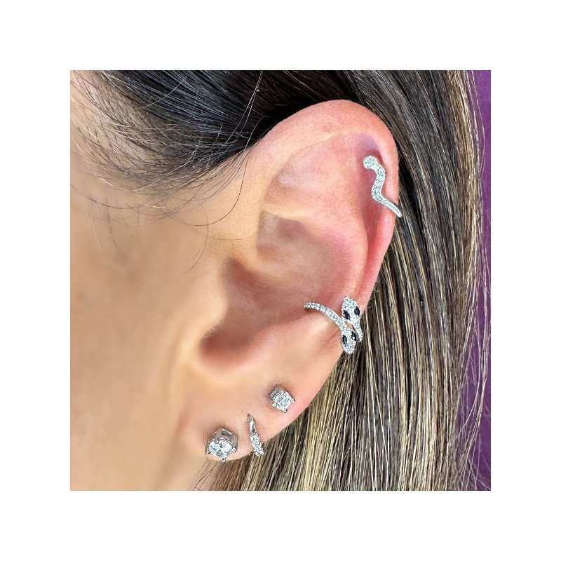 Piercing Luxo Hélix ou Conch - Argolinha Clicker em Titânio Natural - Serpente - 6ORE821