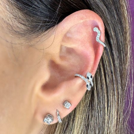 Piercing Luxo Hélix ou Conch - Argolinha Clicker em Titânio Natural - Serpente - 6ORE821